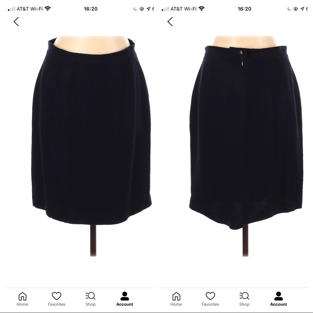 Chanel Black Wool Skirt 42